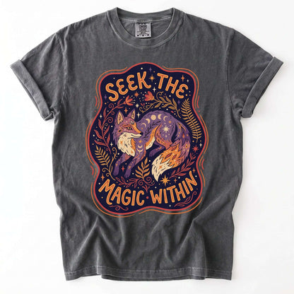 Seek The Magic Within Celestial Fox Vintage Washed T-Shirt