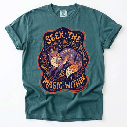 Seek The Magic Within Celestial Fox Vintage Washed T-Shirt