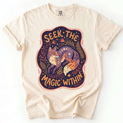 Seek The Magic Within Celestial Fox Vintage Washed T-Shirt