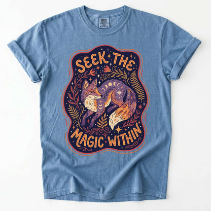 Seek The Magic Within Celestial Fox Vintage Washed T-Shirt