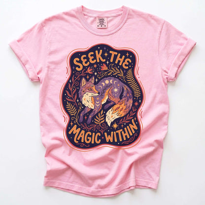 Seek The Magic Within Celestial Fox Vintage Washed T-Shirt