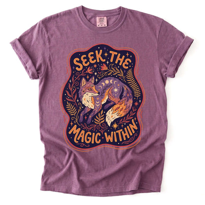 Seek The Magic Within Celestial Fox Vintage Washed T-Shirt
