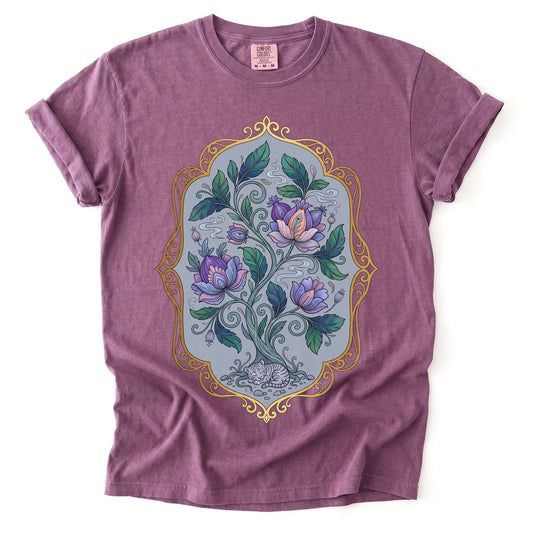 Sleeping Cat Folk Garden Vintage Washed T-Shirt