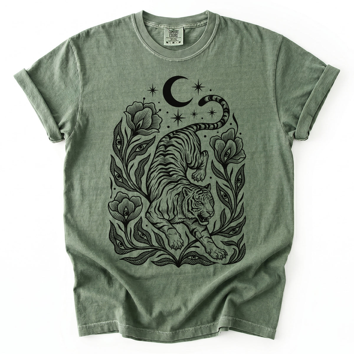 Tiger & All-Seeing Blooms Vintage Washed T-Shirt