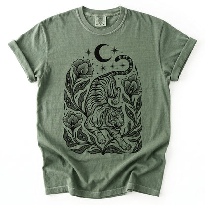 Tiger & All-Seeing Blooms Vintage Washed T-Shirt
