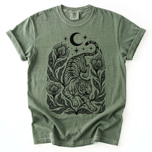 Tiger & All-Seeing Blooms Vintage Washed T-Shirt