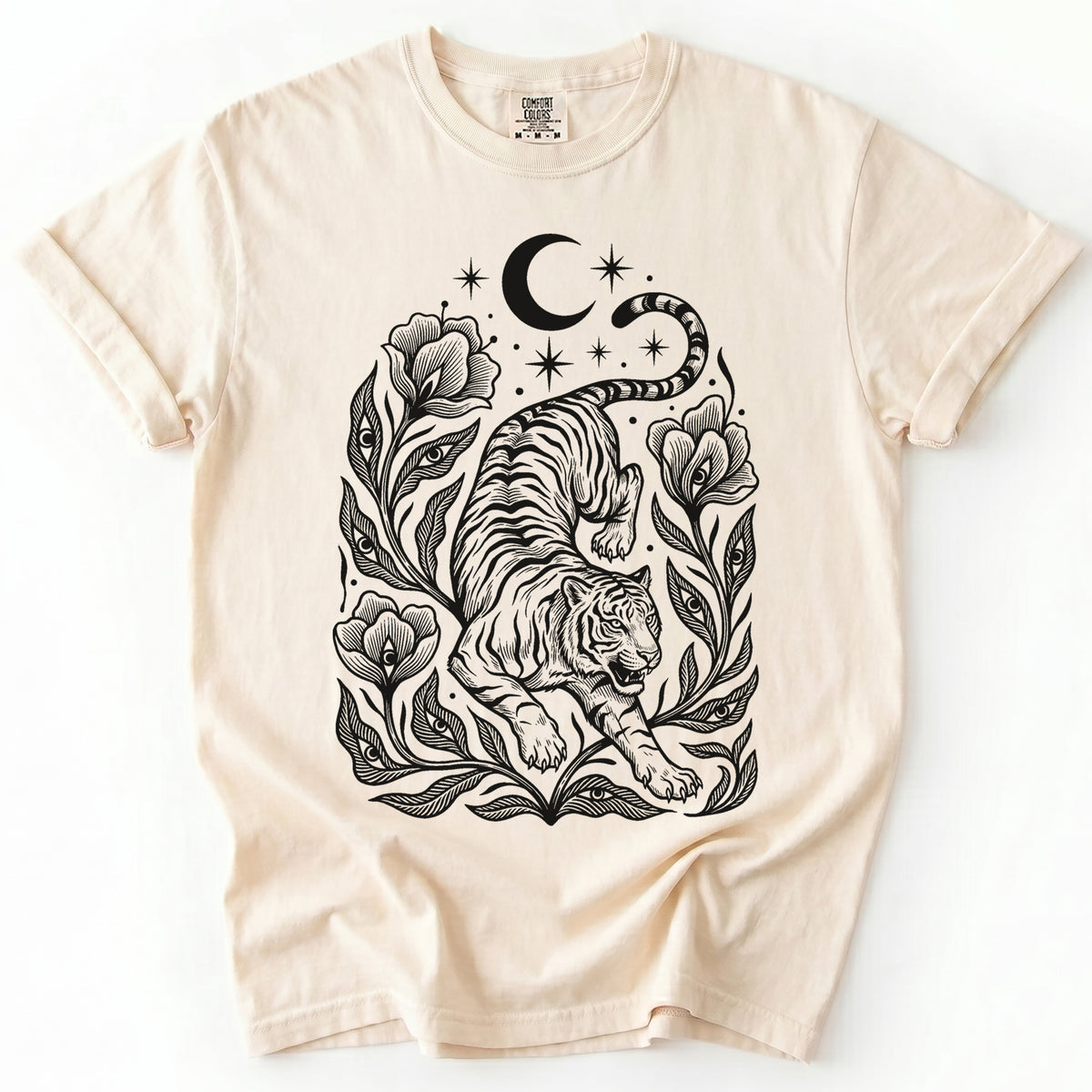 Tiger & All-Seeing Blooms Vintage Washed T-Shirt