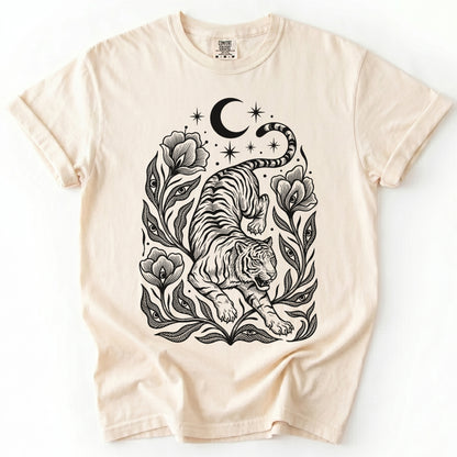 Tiger & All-Seeing Blooms Vintage Washed T-Shirt
