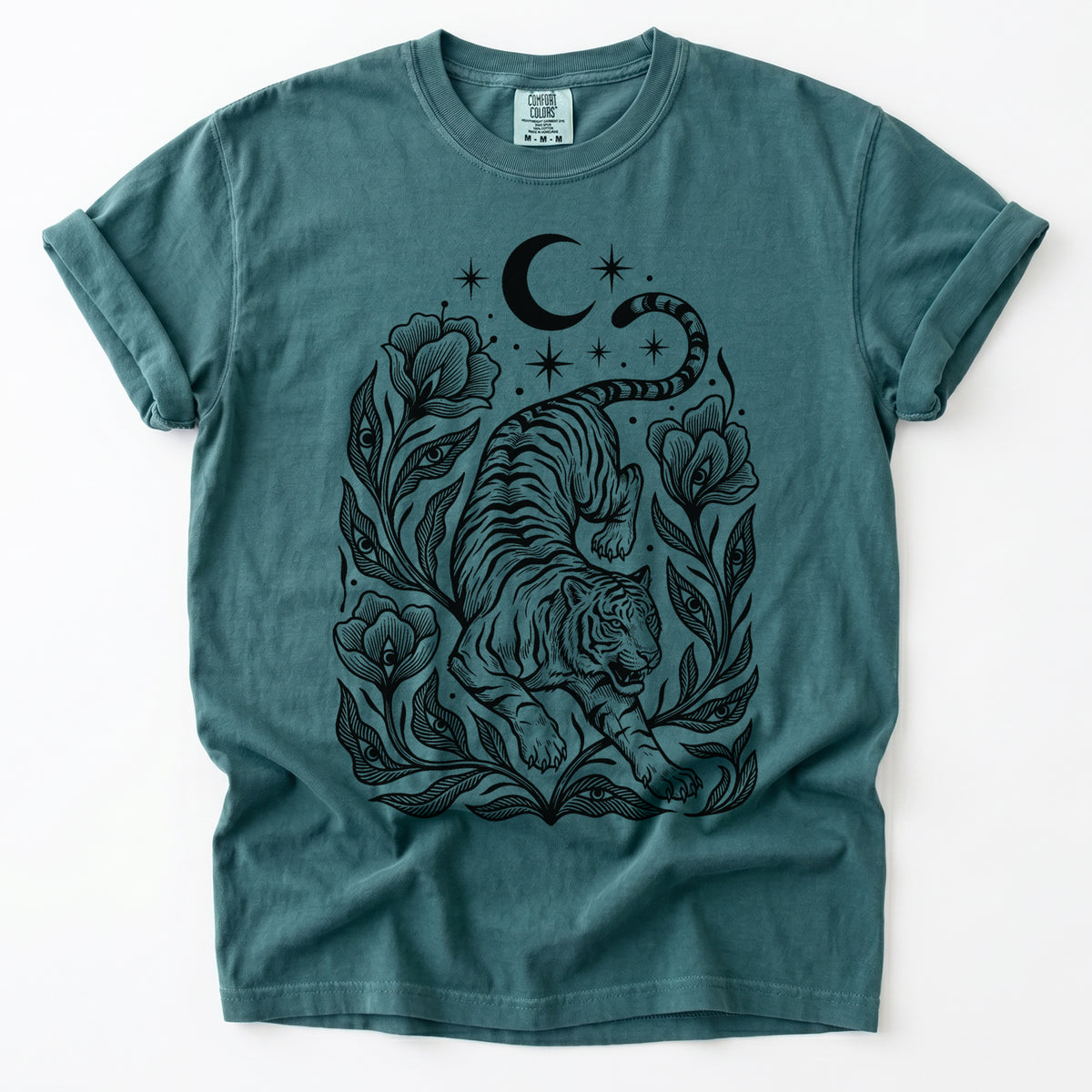 Tiger & All-Seeing Blooms Vintage Washed T-Shirt