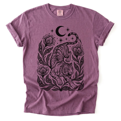 Tiger & All-Seeing Blooms Vintage Washed T-Shirt