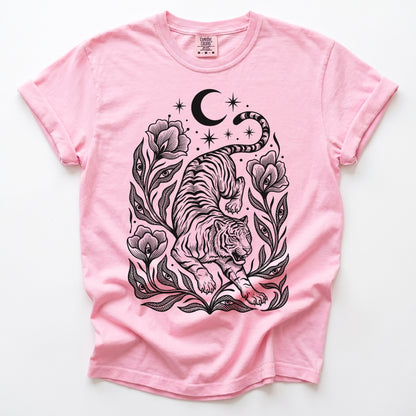 Tiger & All-Seeing Blooms Vintage Washed T-Shirt