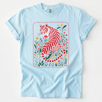 Botanical Pink Tiger Heavyweight T-Shirt