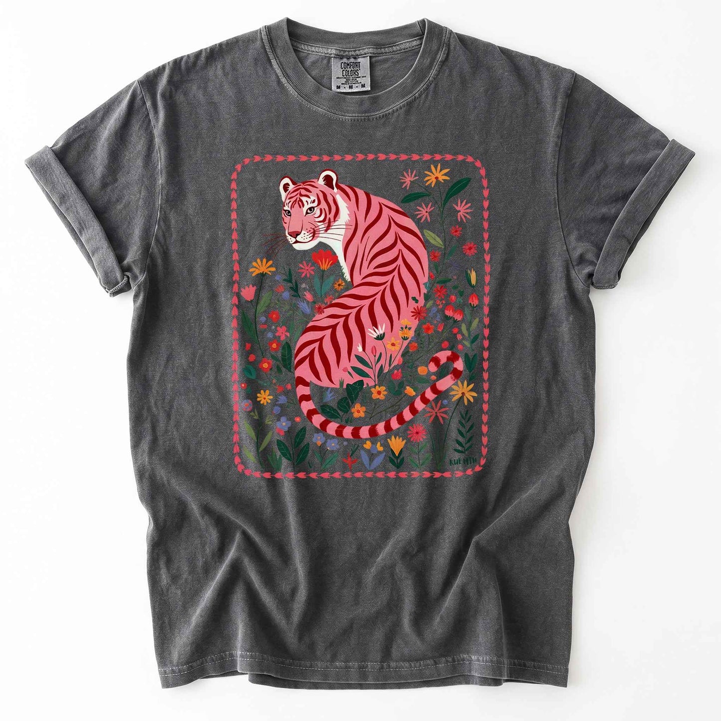 Botanical Pink Tiger Heavyweight T-Shirt