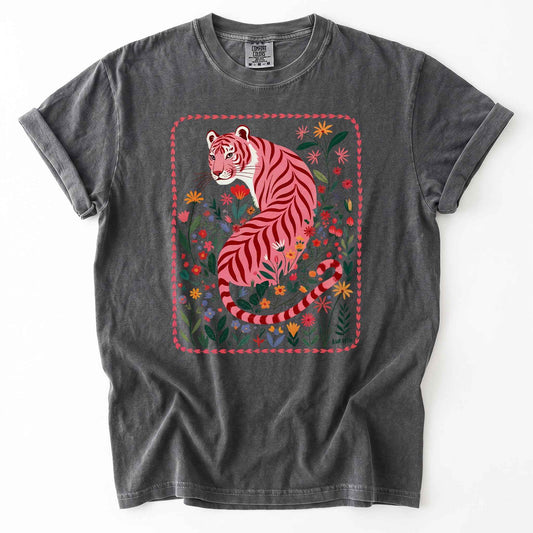 Botanical Pink Tiger Heavyweight T-Shirt