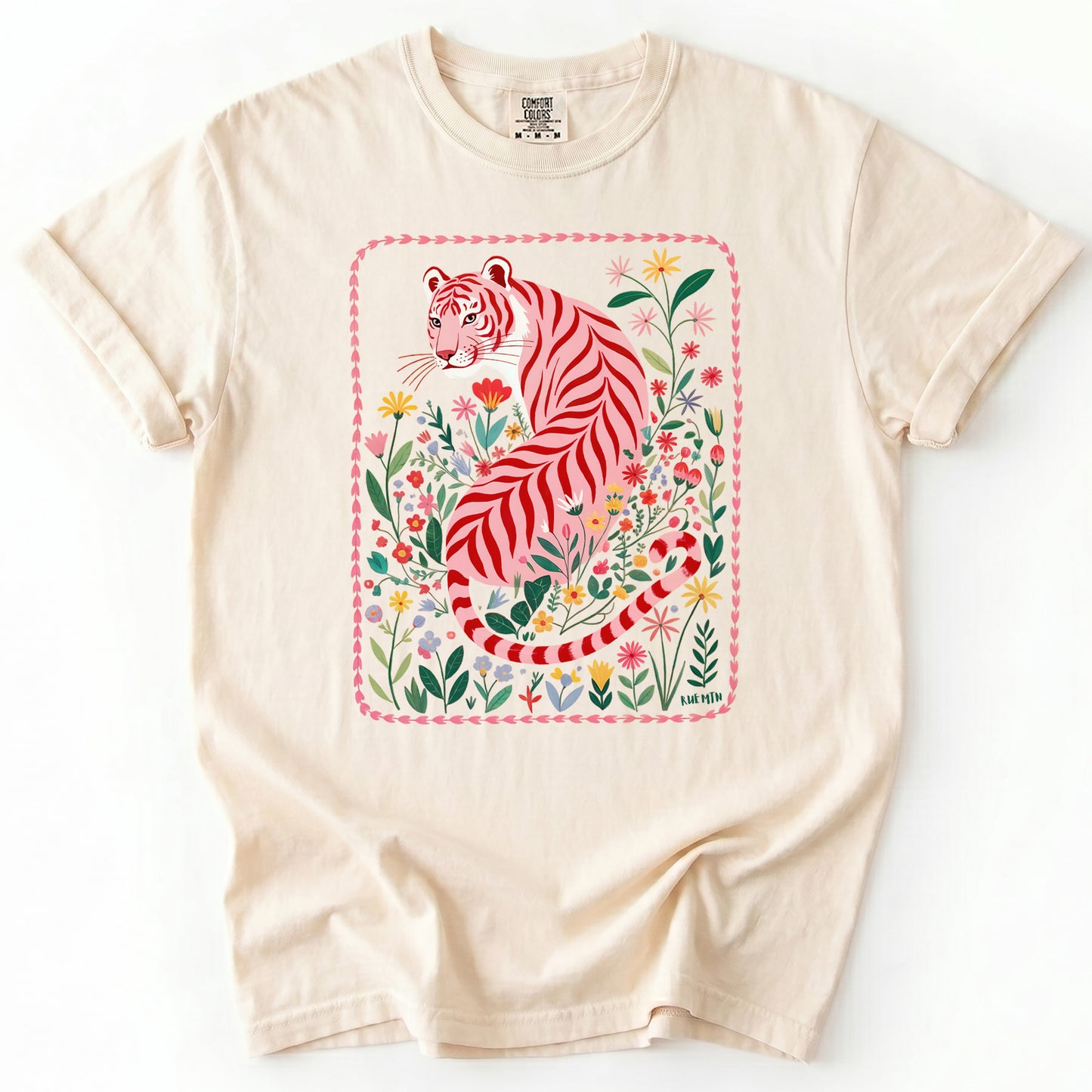 Botanical Pink Tiger Heavyweight T-Shirt