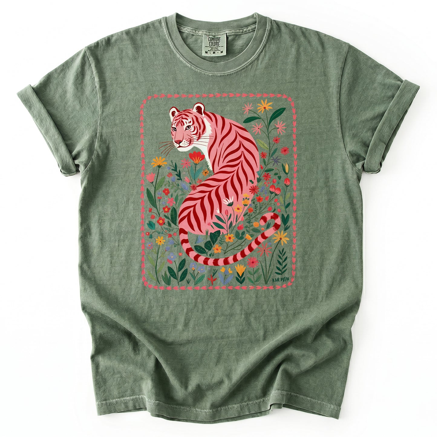 Botanical Pink Tiger Heavyweight T-Shirt