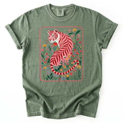Botanical Pink Tiger Heavyweight T-Shirt
