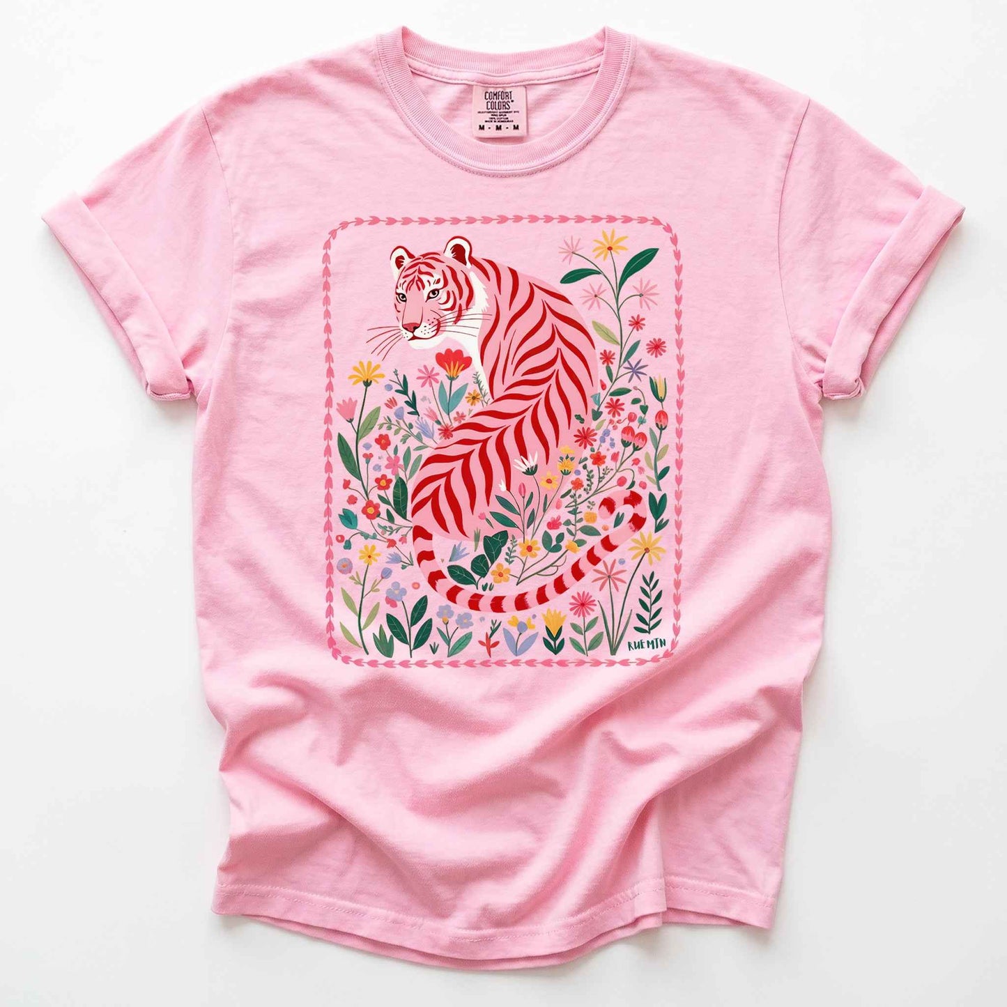 Botanical Pink Tiger Heavyweight T-Shirt