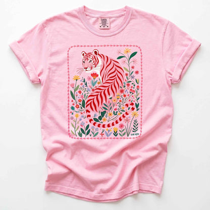Botanical Pink Tiger Heavyweight T-Shirt