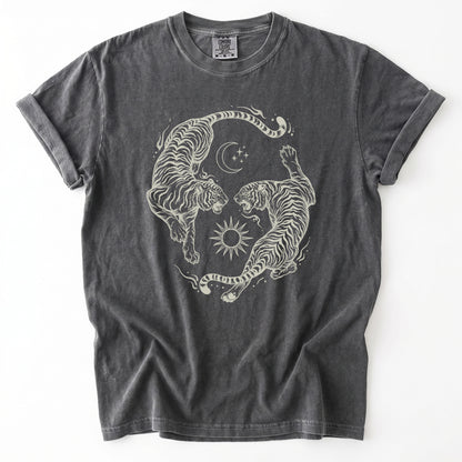 Mystical Yin Yang Tigers Heavyweight T-Shirt