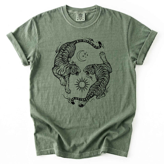 Mystical Yin Yang Tigers Heavyweight T-Shirt