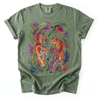 Tropical Twin Tigers Vintage Washed T-Shirt
