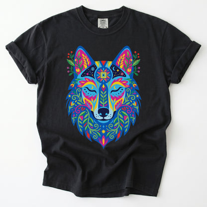 Vibrant Celestial Wolf Vintage Washed T-Shirt