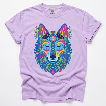 Vibrant Celestial Wolf Vintage Washed T-Shirt