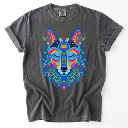 Vibrant Celestial Wolf Vintage Washed T-Shirt