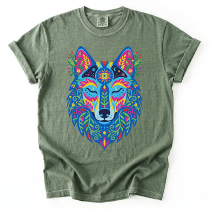 Vibrant Celestial Wolf Vintage Washed T-Shirt