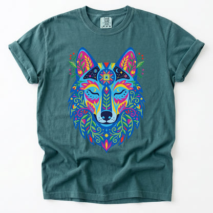 Vibrant Celestial Wolf Vintage Washed T-Shirt