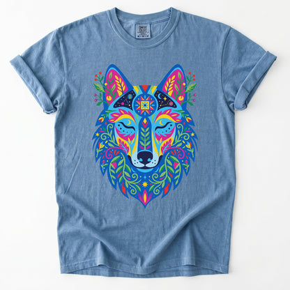 Vibrant Celestial Wolf Vintage Washed T-Shirt
