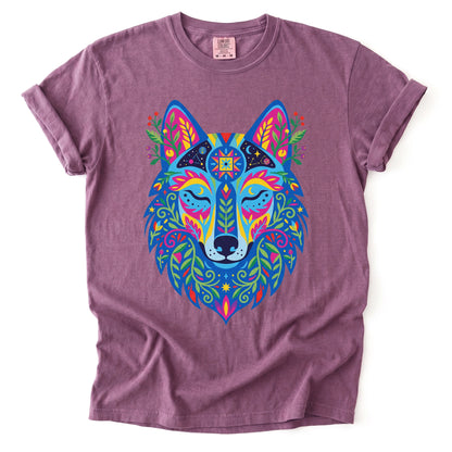 Vibrant Celestial Wolf Vintage Washed T-Shirt