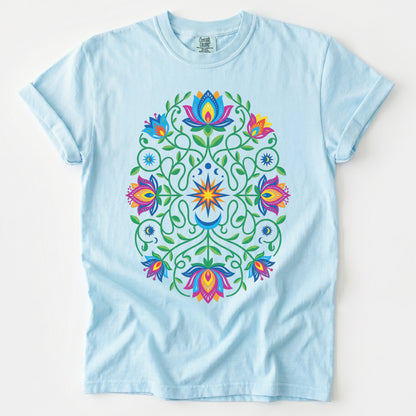 Vibrant Floral Folk Art Vintage Washed T-Shirt
