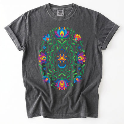 Vibrant Floral Folk Art Vintage Washed T-Shirt