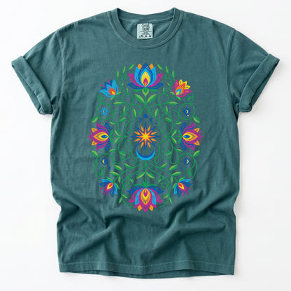 Vibrant Floral Folk Art Vintage Washed T-Shirt