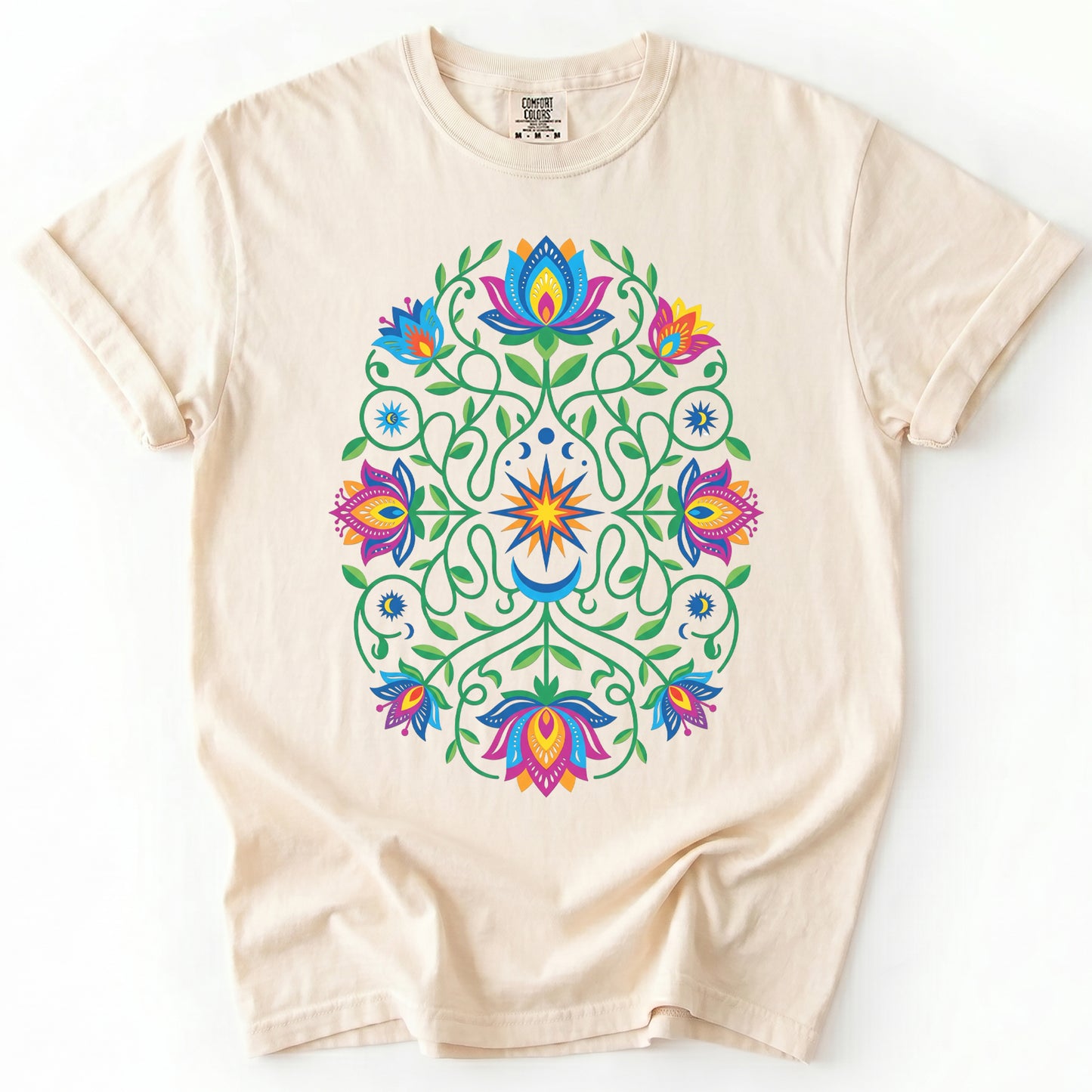 Vibrant Floral Folk Art Vintage Washed T-Shirt