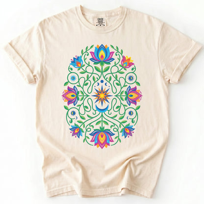 Vibrant Floral Folk Art Vintage Washed T-Shirt