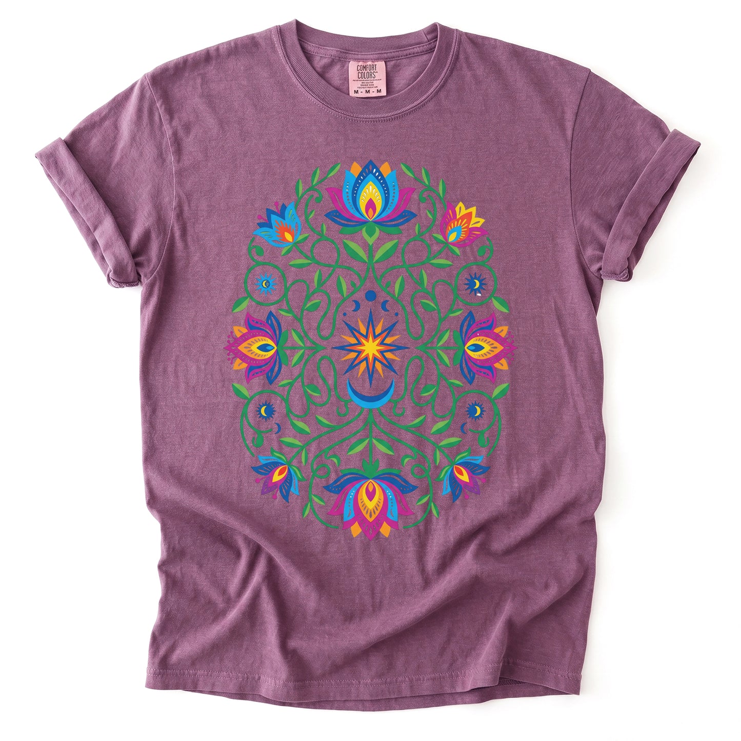 Vibrant Floral Folk Art Vintage Washed T-Shirt