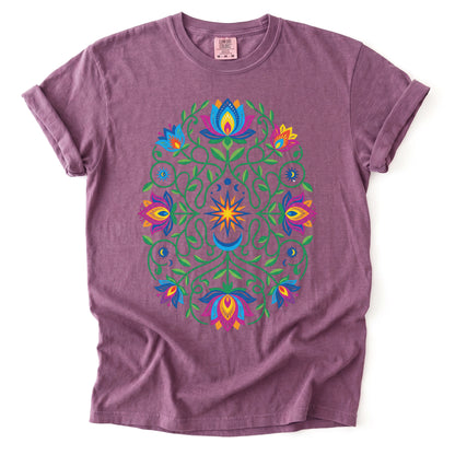 Vibrant Floral Folk Art Vintage Washed T-Shirt