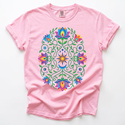 Vibrant Floral Folk Art Vintage Washed T-Shirt