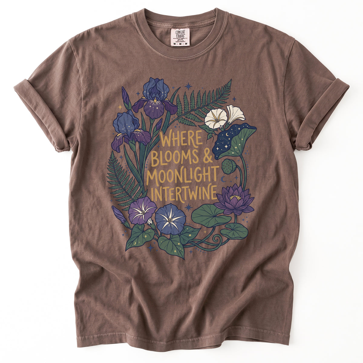 Where Blooms And Moonlight Intertwine Vintage Washed T-Shirt