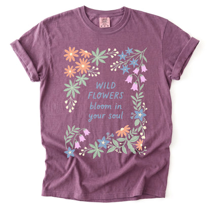 Wild Flowers Bloom In Your Soul Vintage Washed T-Shirt
