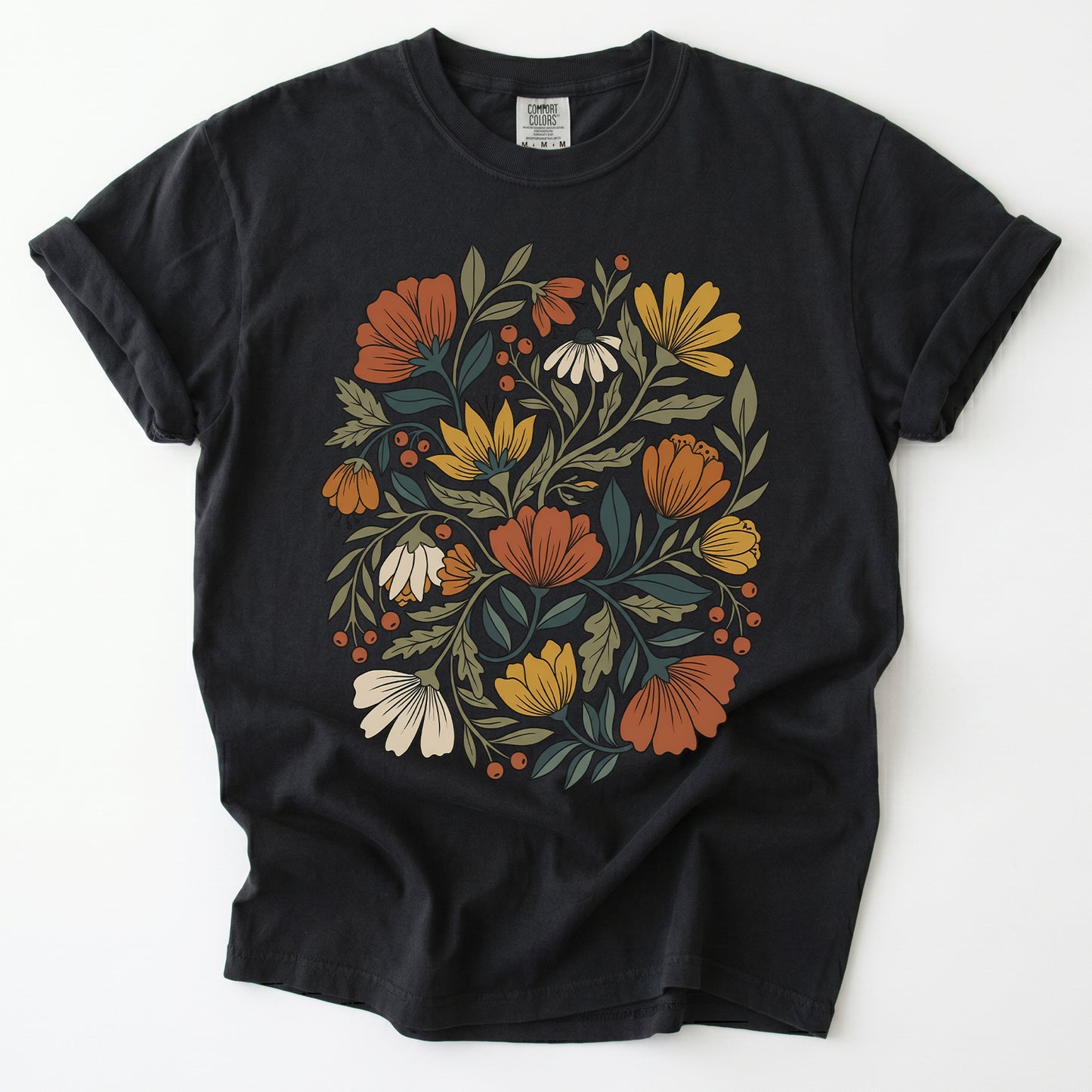 Boho Wildflower Bouquet Vintage Washed T-Shirt