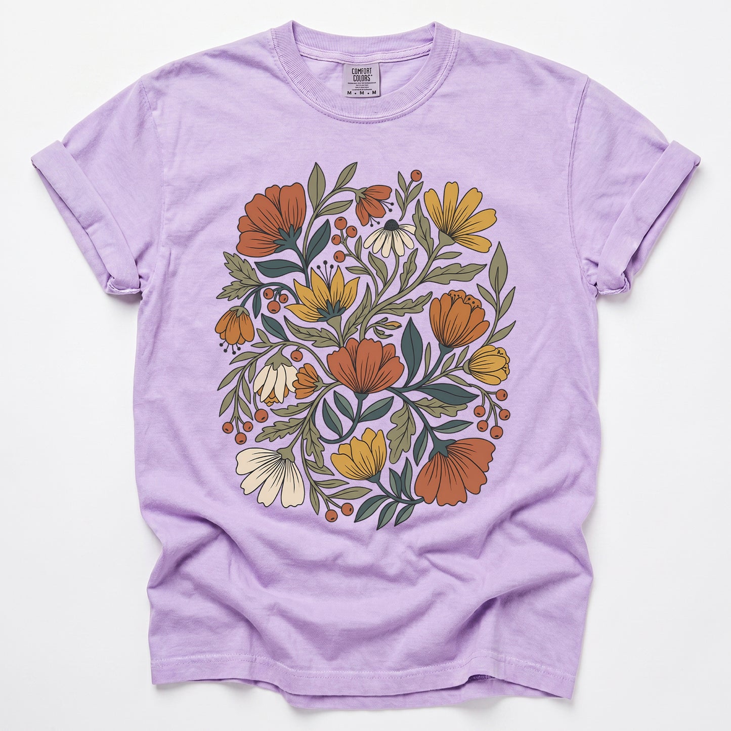 Boho Wildflower Bouquet Vintage Washed T-Shirt
