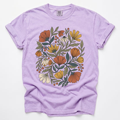 Boho Wildflower Bouquet Vintage Washed T-Shirt