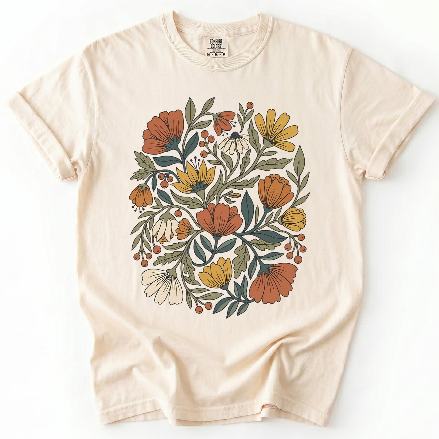 Boho Wildflower Bouquet Vintage Washed T-Shirt