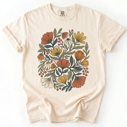 Boho Wildflower Bouquet Vintage Washed T-Shirt