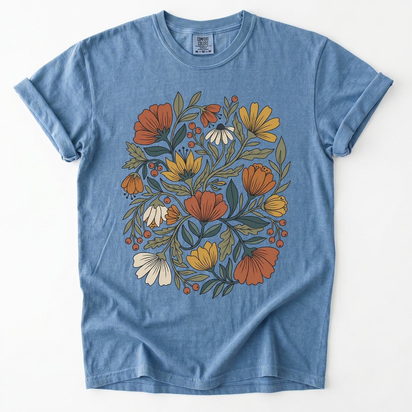 Boho Wildflower Bouquet Vintage Washed T-Shirt