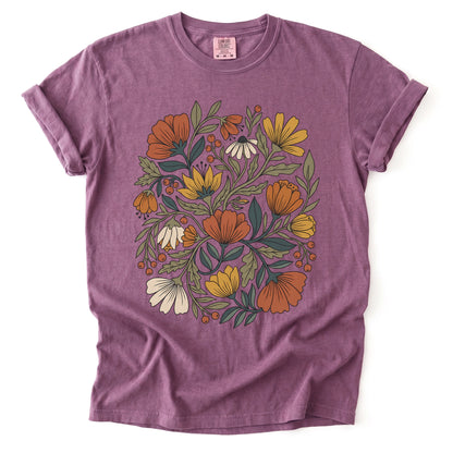 Boho Wildflower Bouquet Vintage Washed T-Shirt